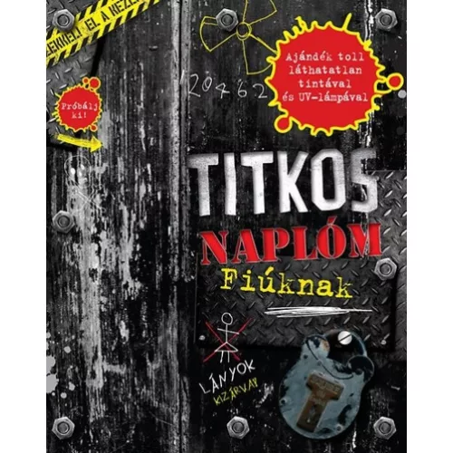 Titkos naplóm - fiúknak /Ajándék toll láthatatlan tintával és uv-lámpával