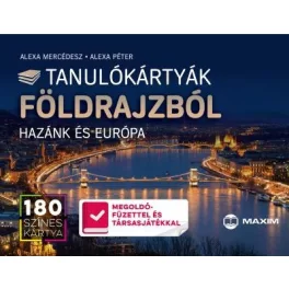   Tanulókártyák földrajzból – HAZÁNK ÉS EURÓPA /180 színes kártya - 96 oldalas megoldókönyvvel és társasjátékkal