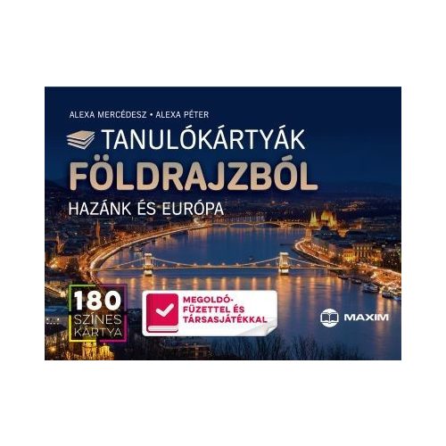 Tanulókártyák földrajzból – HAZÁNK ÉS EURÓPA /180 színes kártya - 96 oldalas megoldókönyvvel és társasjátékkal