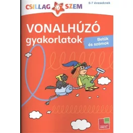   Vonalhúzó gyakorlatok: Betűk és számok - piros /Csillagszem