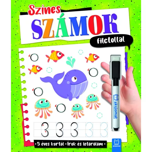 Színes számok filctollal - Írok és letörlöm 5+