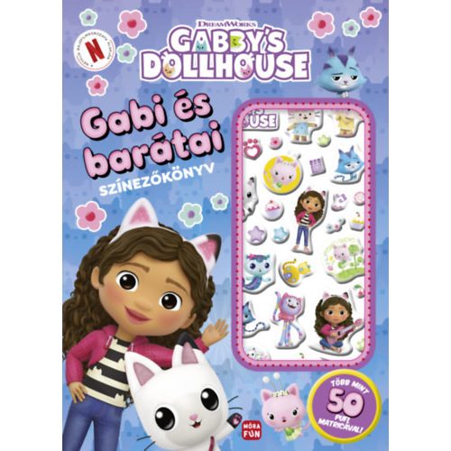 Gabby's Dollhouse - Gabi és barátai színezőkönyv pufi matricákkal